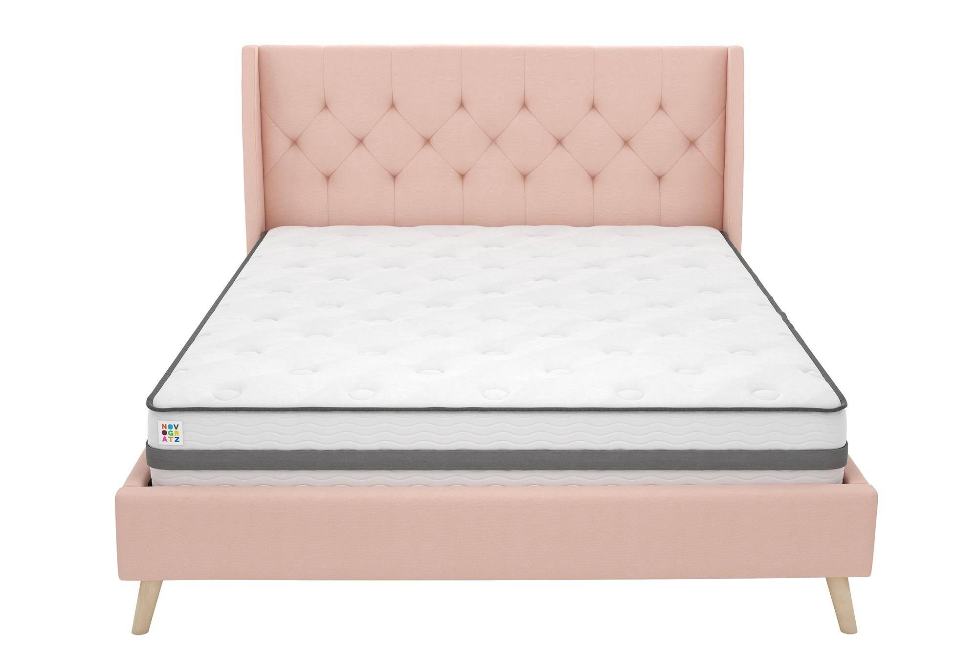 Her Majesty Linen Double Bed - in Pink by Dorel - Price Crash Furniture