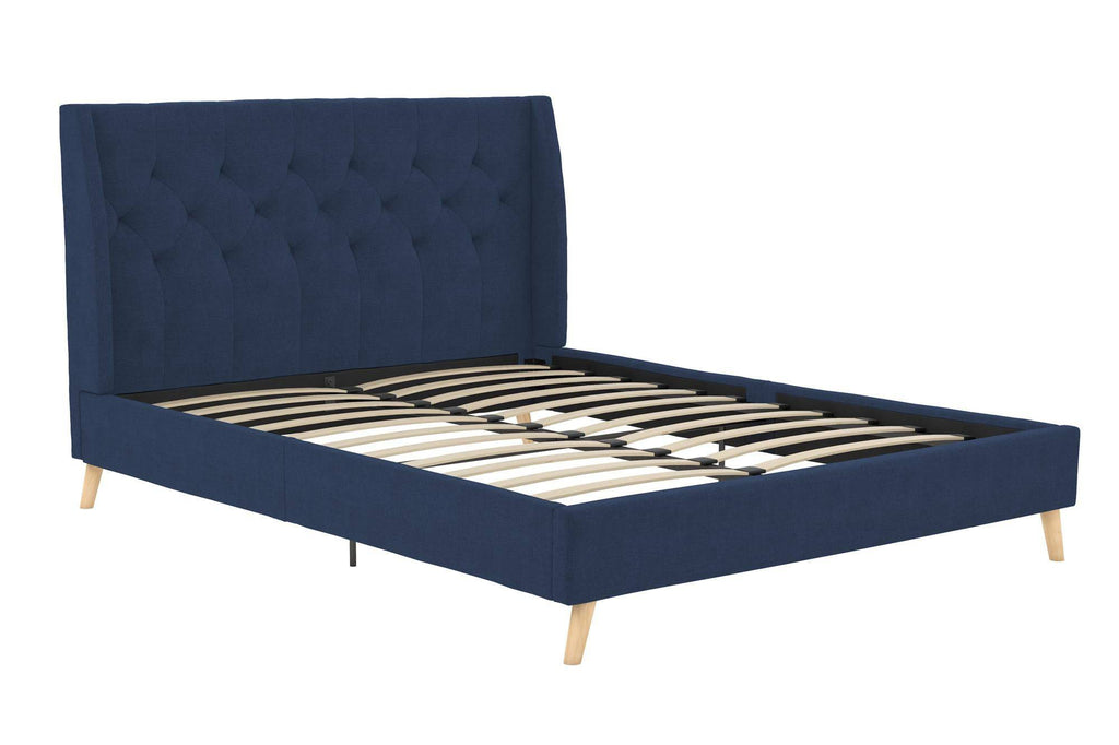 Her Majesty Linen King Size Bed - in Blue by Dorel - Price Crash Furniture