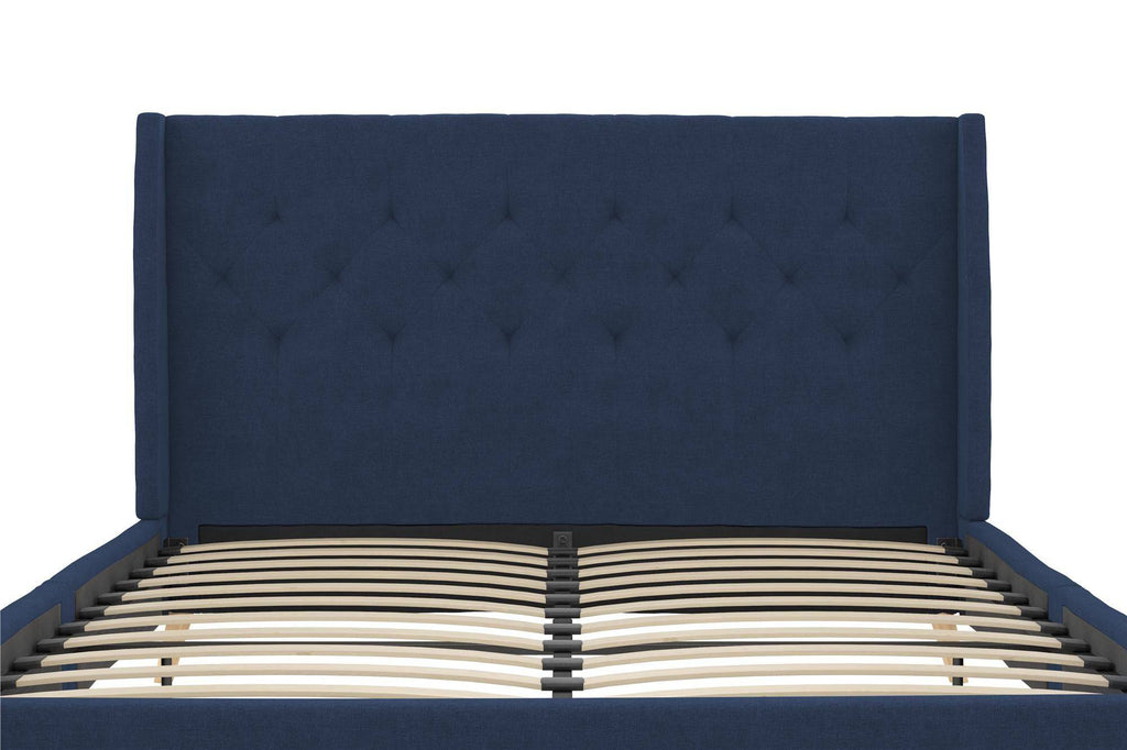 Her Majesty Linen King Size Bed - in Blue by Dorel - Price Crash Furniture
