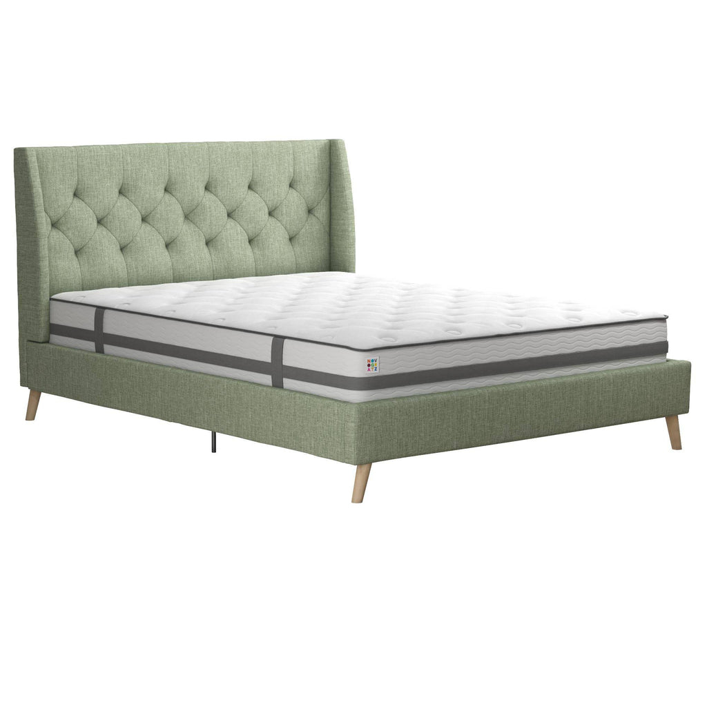 Her Majesty Linen King Size Bed - in Green by Dorel - Price Crash Furniture