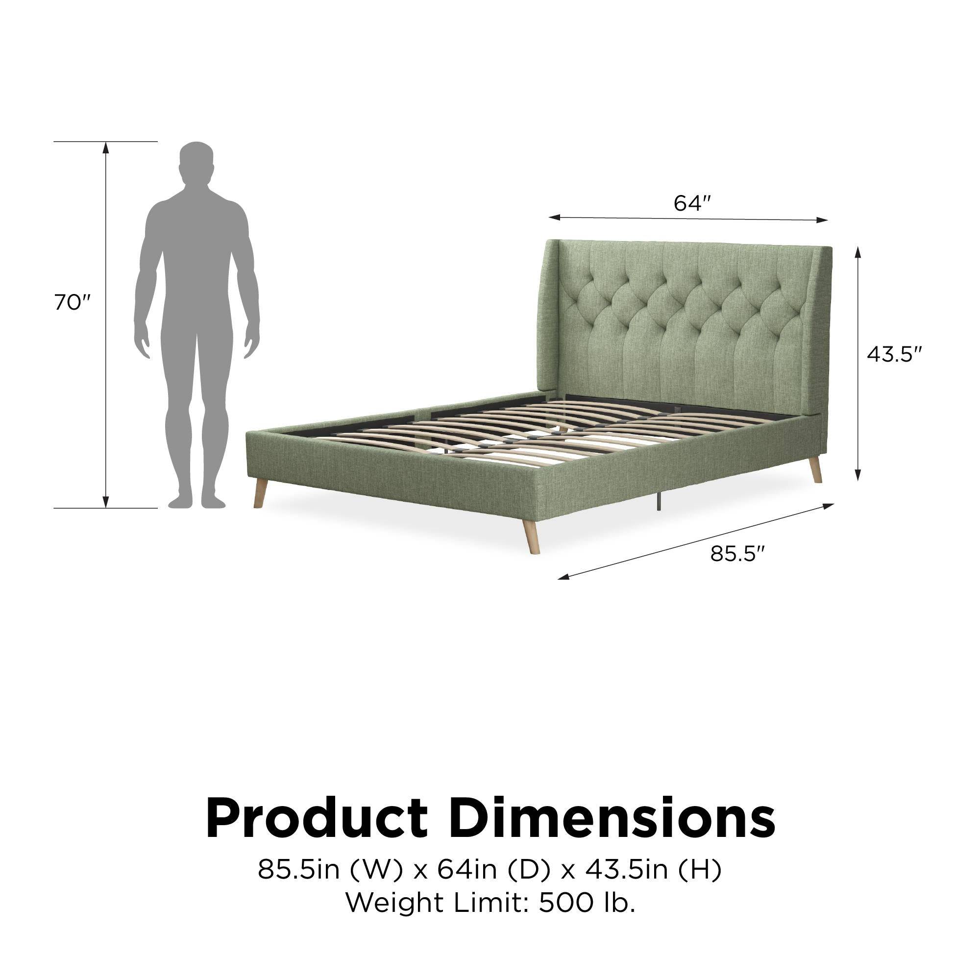 Her Majesty Linen King Size Bed - in Green by Dorel - Price Crash Furniture