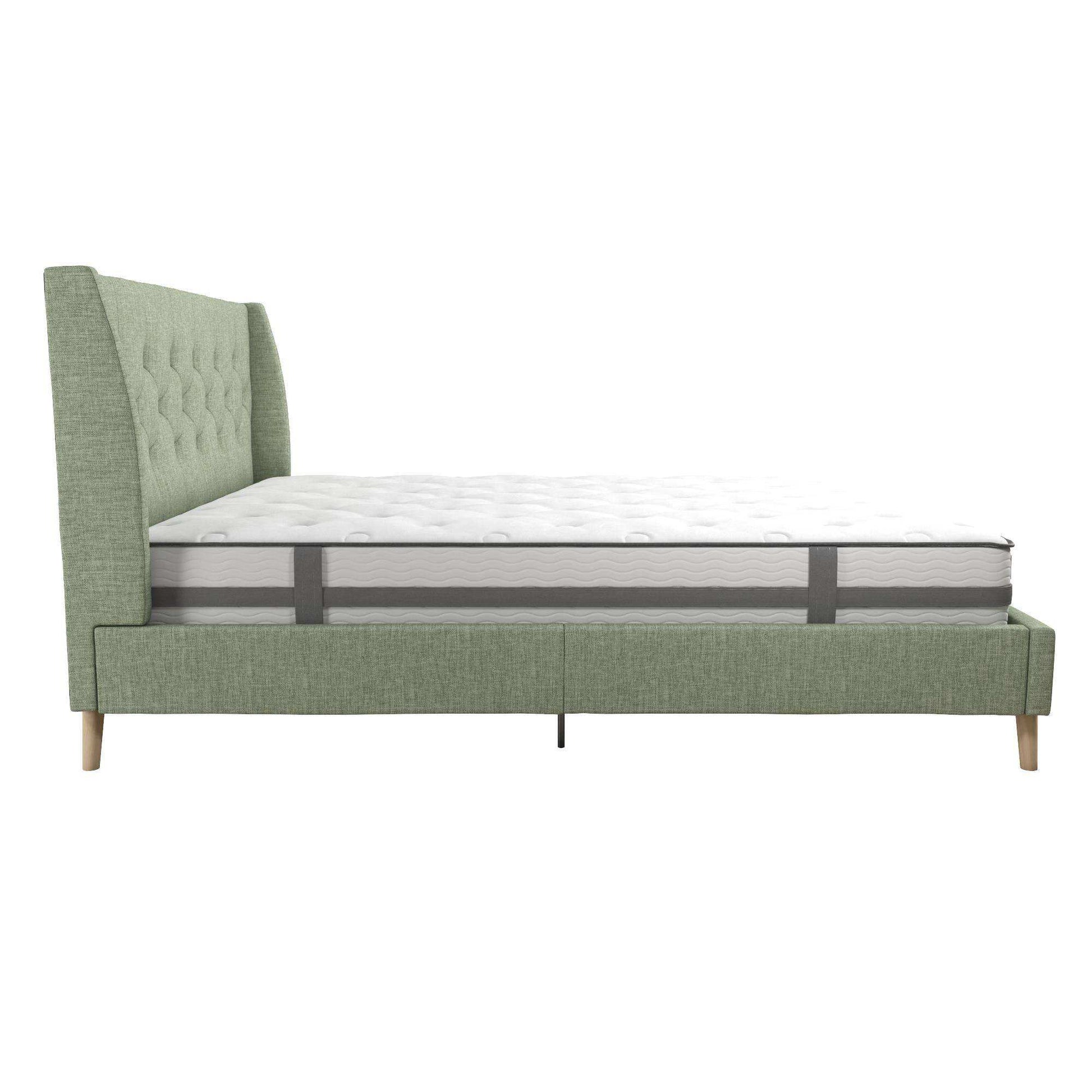 Her Majesty Linen King Size Bed - in Green by Dorel - Price Crash Furniture