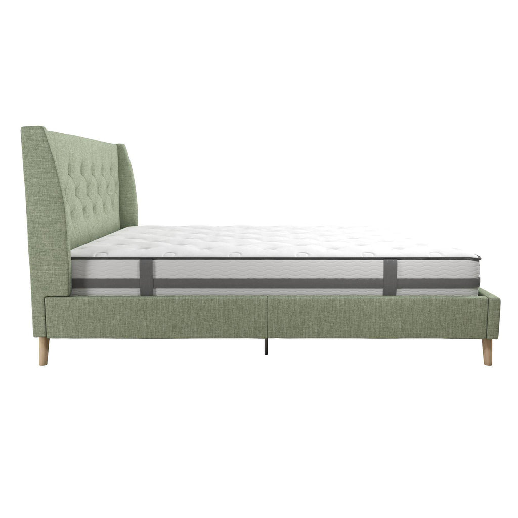 Her Majesty Linen King Size Bed - in Green by Dorel - Price Crash Furniture
