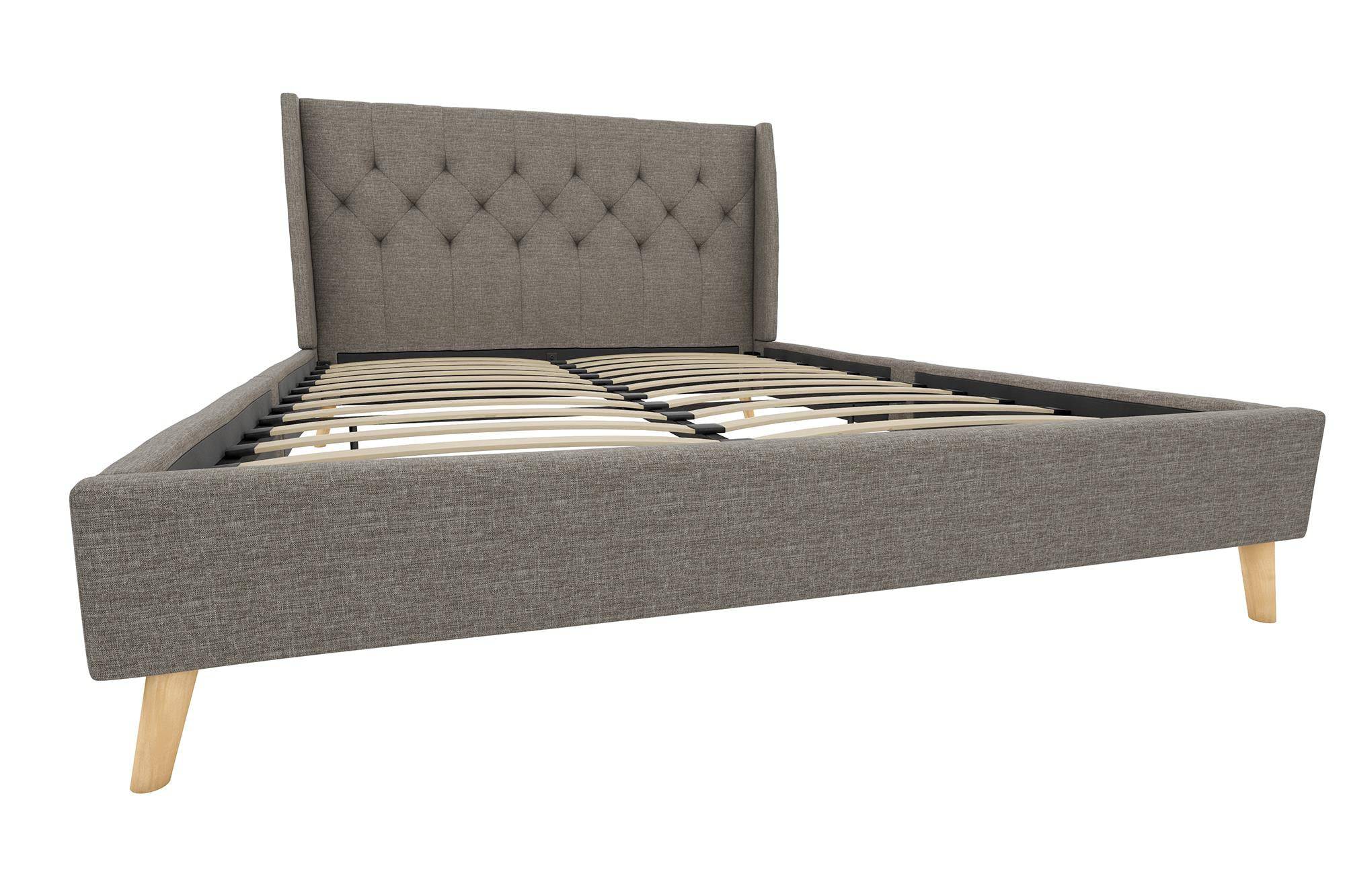 Her Majesty Linen King Size Bed - in Grey by Dorel - Price Crash Furniture