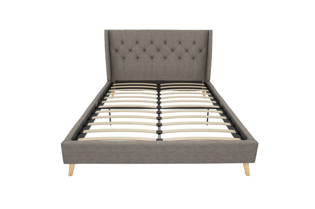 Her Majesty Linen King Size Bed - in Grey by Dorel - Price Crash Furniture