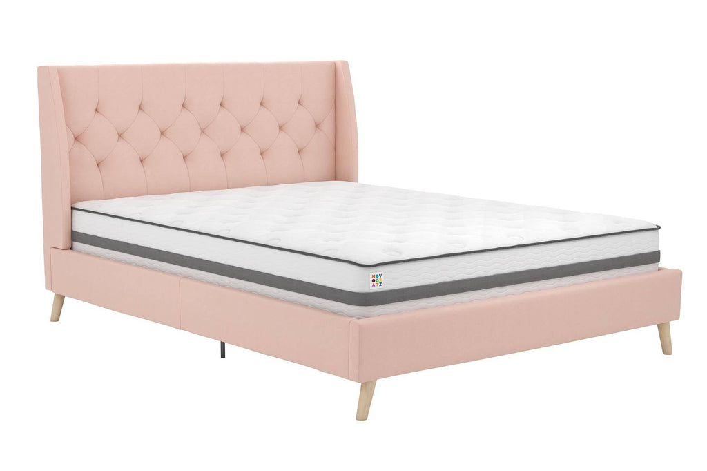 Her Majesty Linen King Size Bed - in Pink by Dorel - Price Crash Furniture