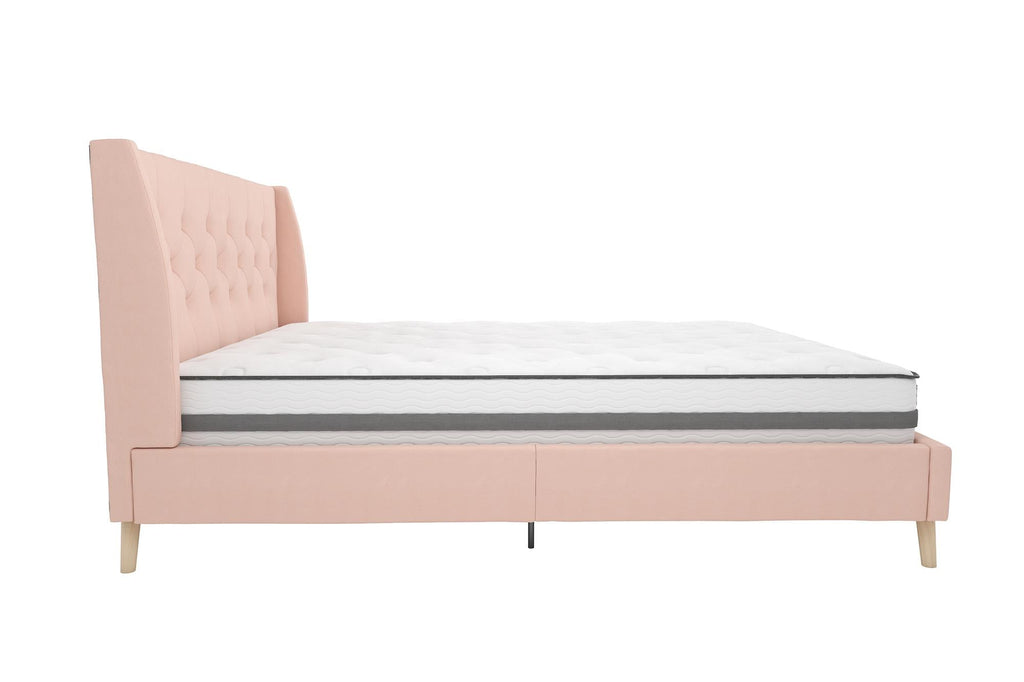 Her Majesty Linen King Size Bed - in Pink by Dorel - Price Crash Furniture