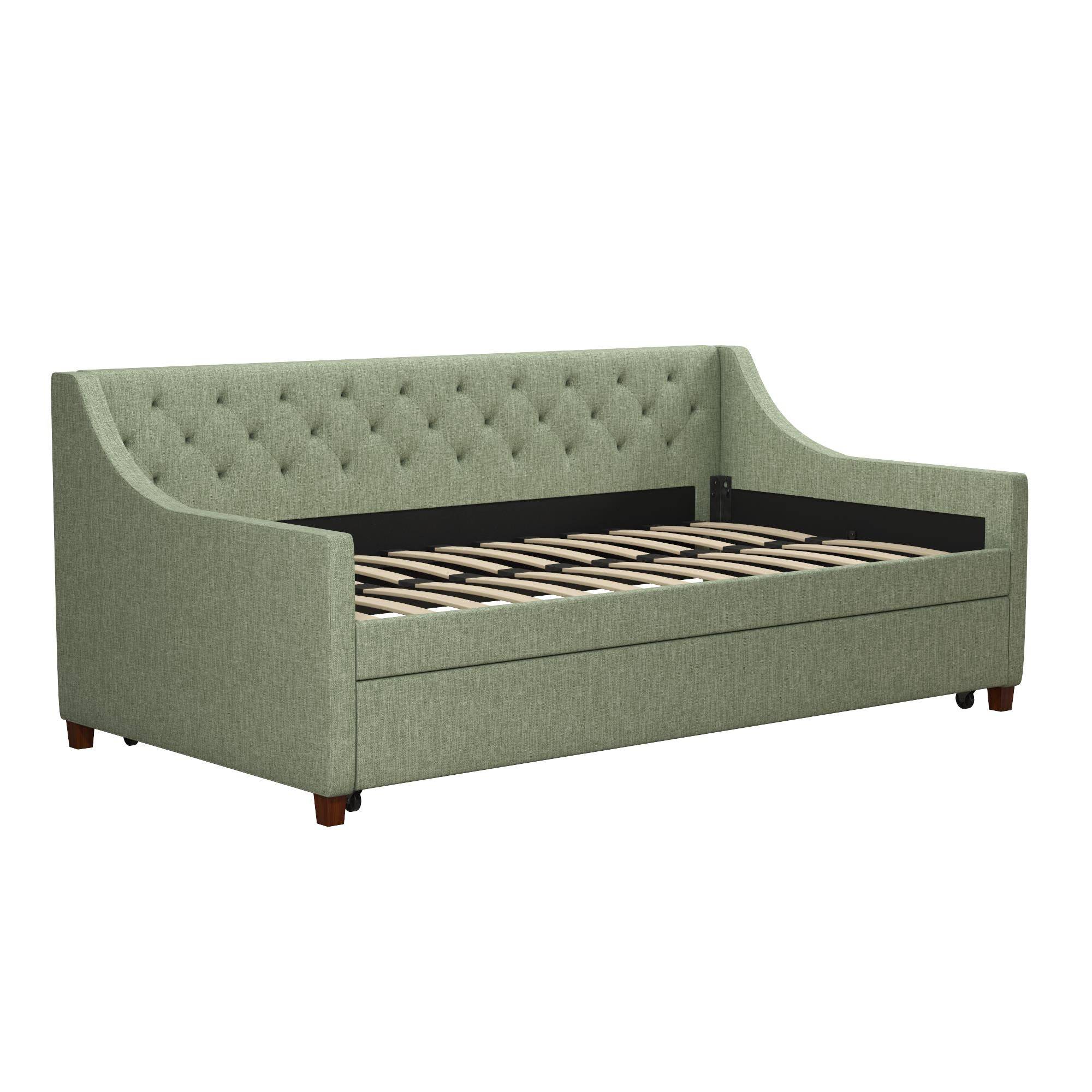 Her Majesty Single Daybed/Trundle Linen in Green by Dorel - Price Crash Furniture