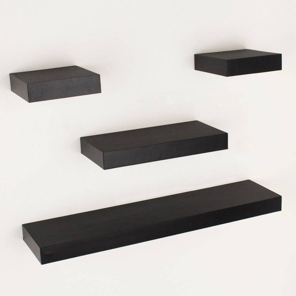 Hudson Black 4 Piece Narrow Wall Shelf Set by Core - Price Crash Furniture