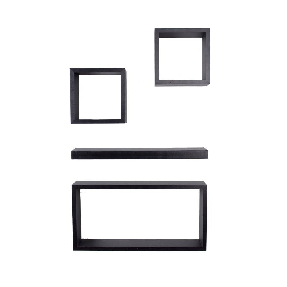 Hudson Black Set Of 4 Mixed Shelves by Core - Price Crash Furniture