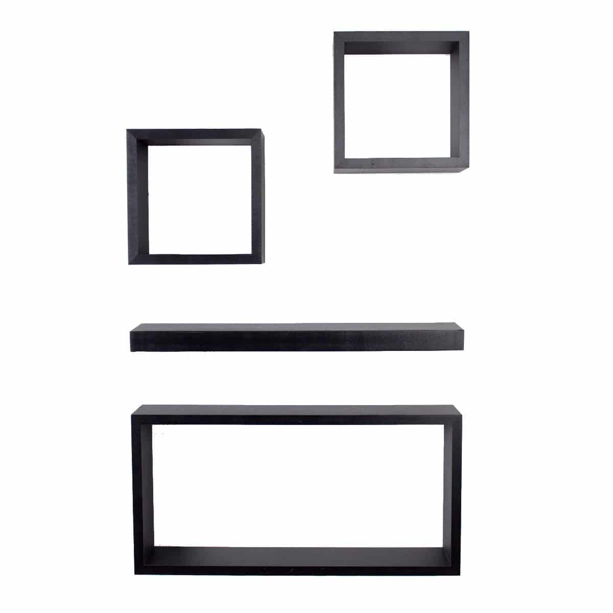 Hudson Black Set Of 4 Mixed Shelves by Core - Price Crash Furniture