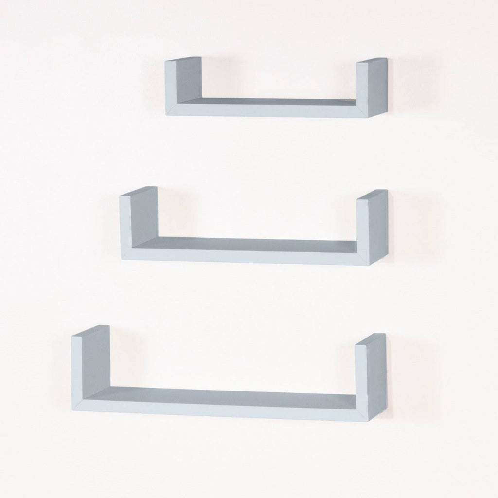 Hudson Foiled Light Grey U-shape Floating Shelf Kit by Core - Price Crash Furniture