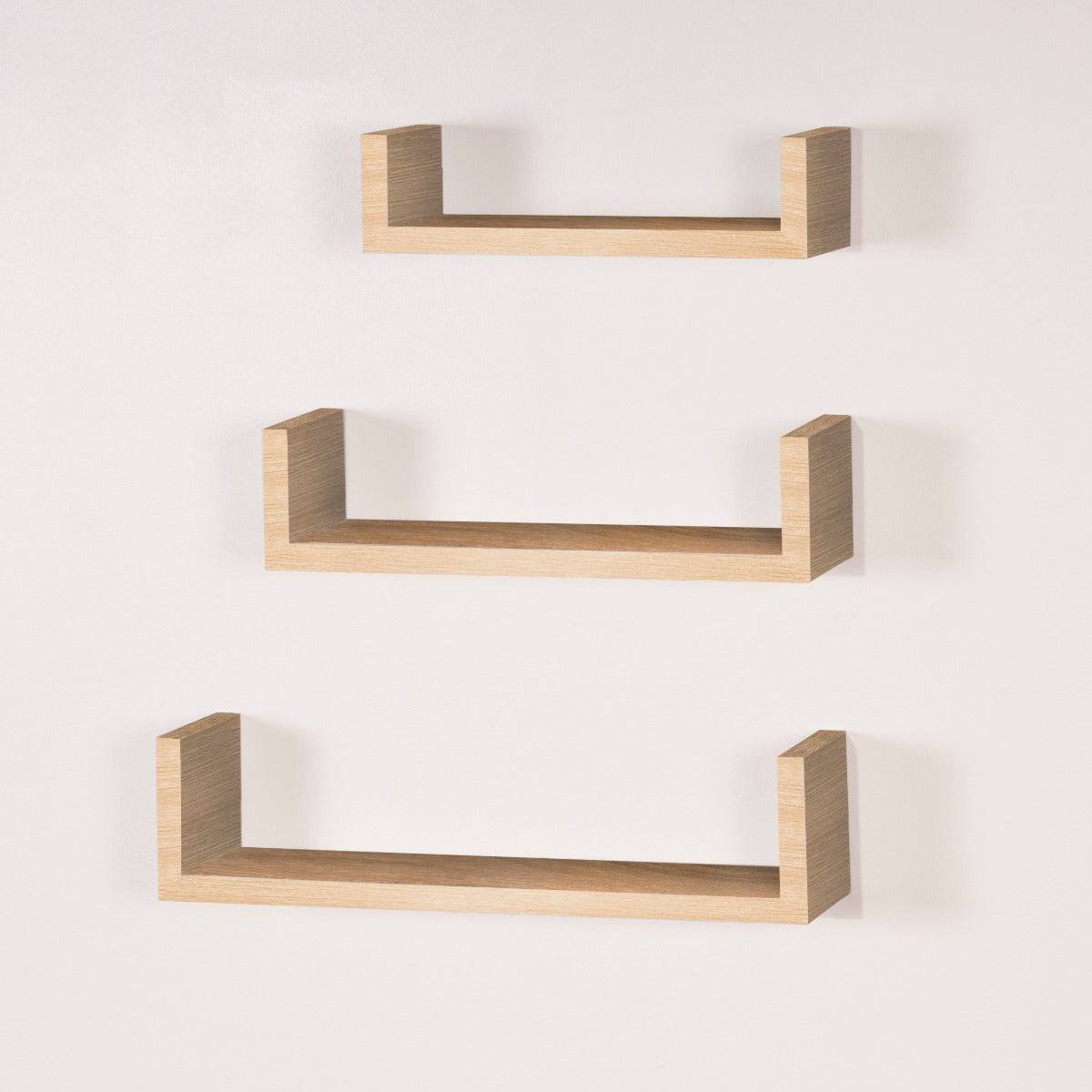 Hudson Foiled Oak U-shape Floating Shelf Kit by Core - Price Crash Furniture