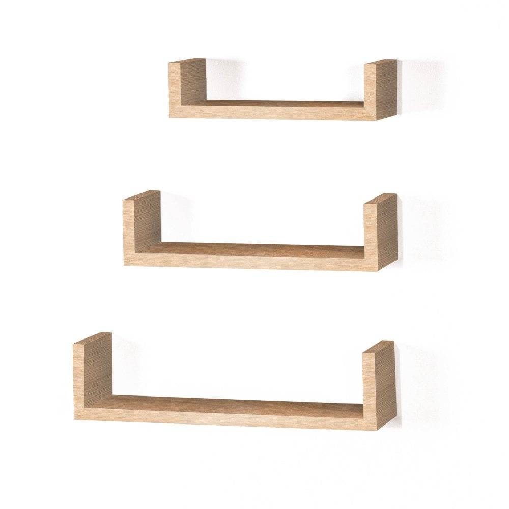 Hudson Foiled Oak U-shape Floating Shelf Kit by Core - Price Crash Furniture