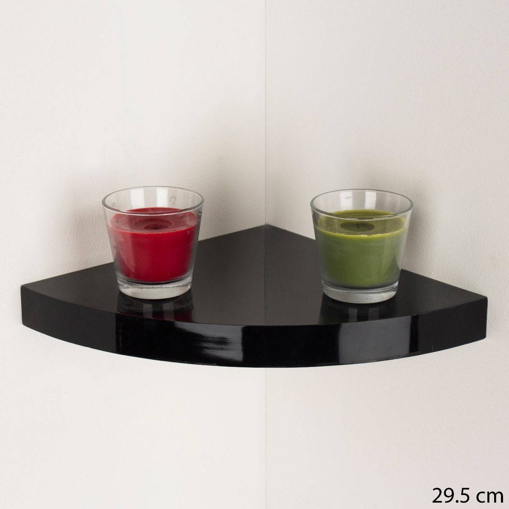Hudson Gloss Black 29.5cm Corner Shelf Kit by Core - Price Crash Furniture