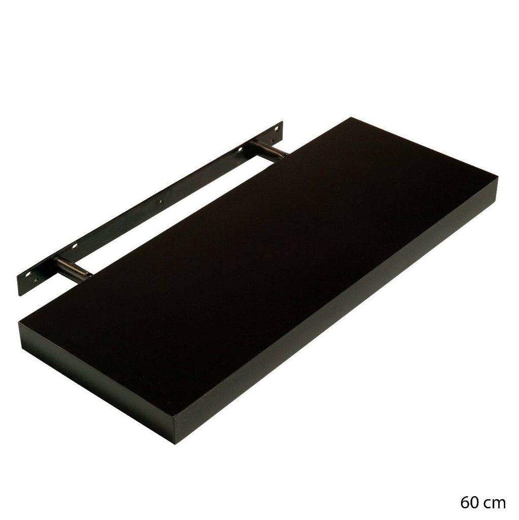 Hudson Gloss Black 60cm Floating Shelf Kit by Core - Price Crash Furniture