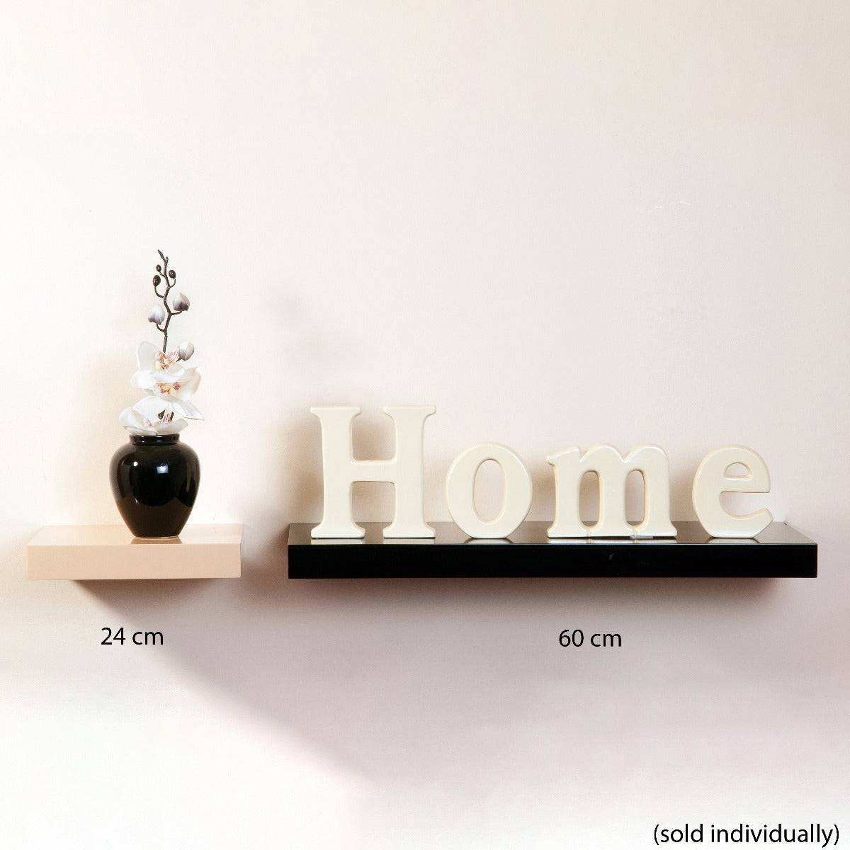 Hudson Gloss Black 60cm Floating Shelf Kit by Core - Price Crash Furniture