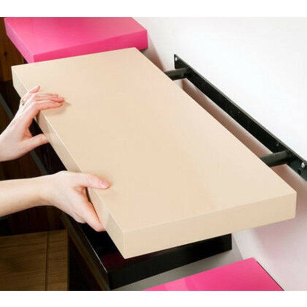 Hudson Gloss Cream 24cm Floating Shelf Kit by Core - Price Crash Furniture