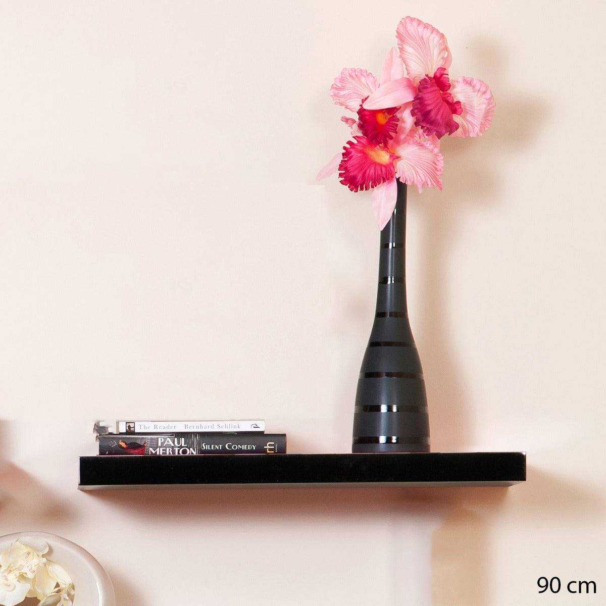 Hudson Gloss Black 60cm Floating Shelf Kit by Core - Price Crash Furniture