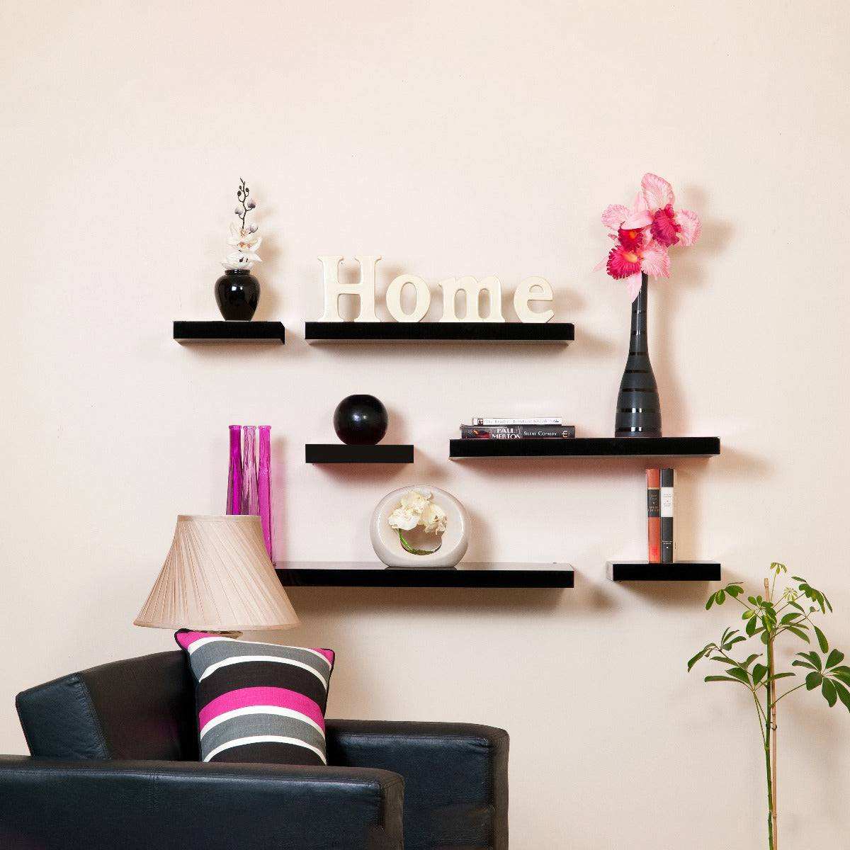 Hudson Gloss Black 90cm Floating Shelf Kit by Core - Price Crash Furniture