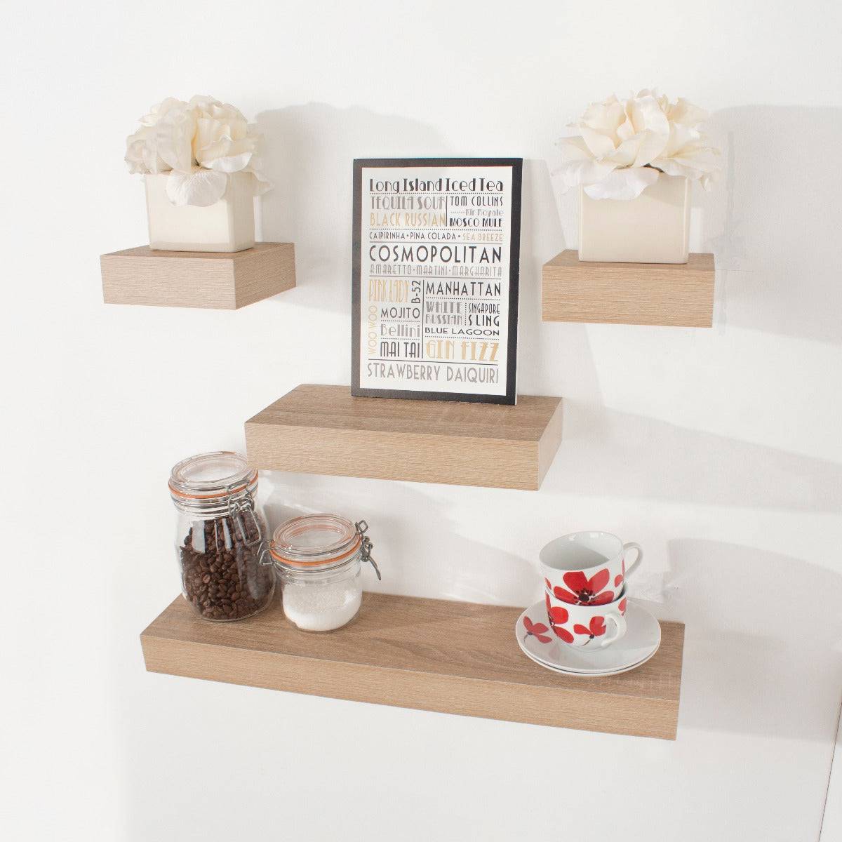 Hudson Oak 4 Piece Wall Shelf Set by Core - Price Crash Furniture