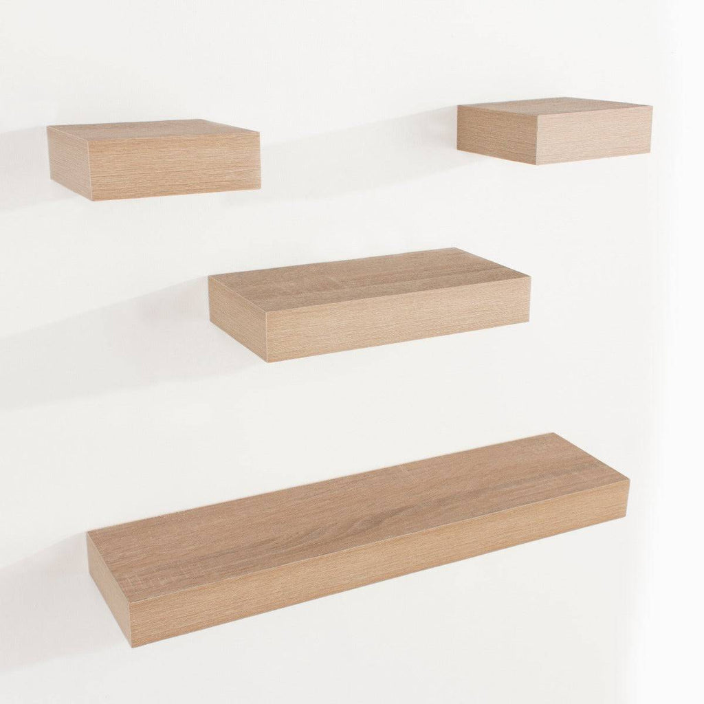 Hudson Oak 4 Piece Wall Shelf Set by Core - Price Crash Furniture