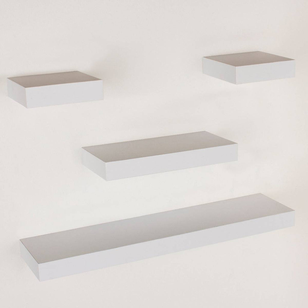 Hudson White 4 Piece Narrow Wall Shelf Set by Core - Price Crash Furniture