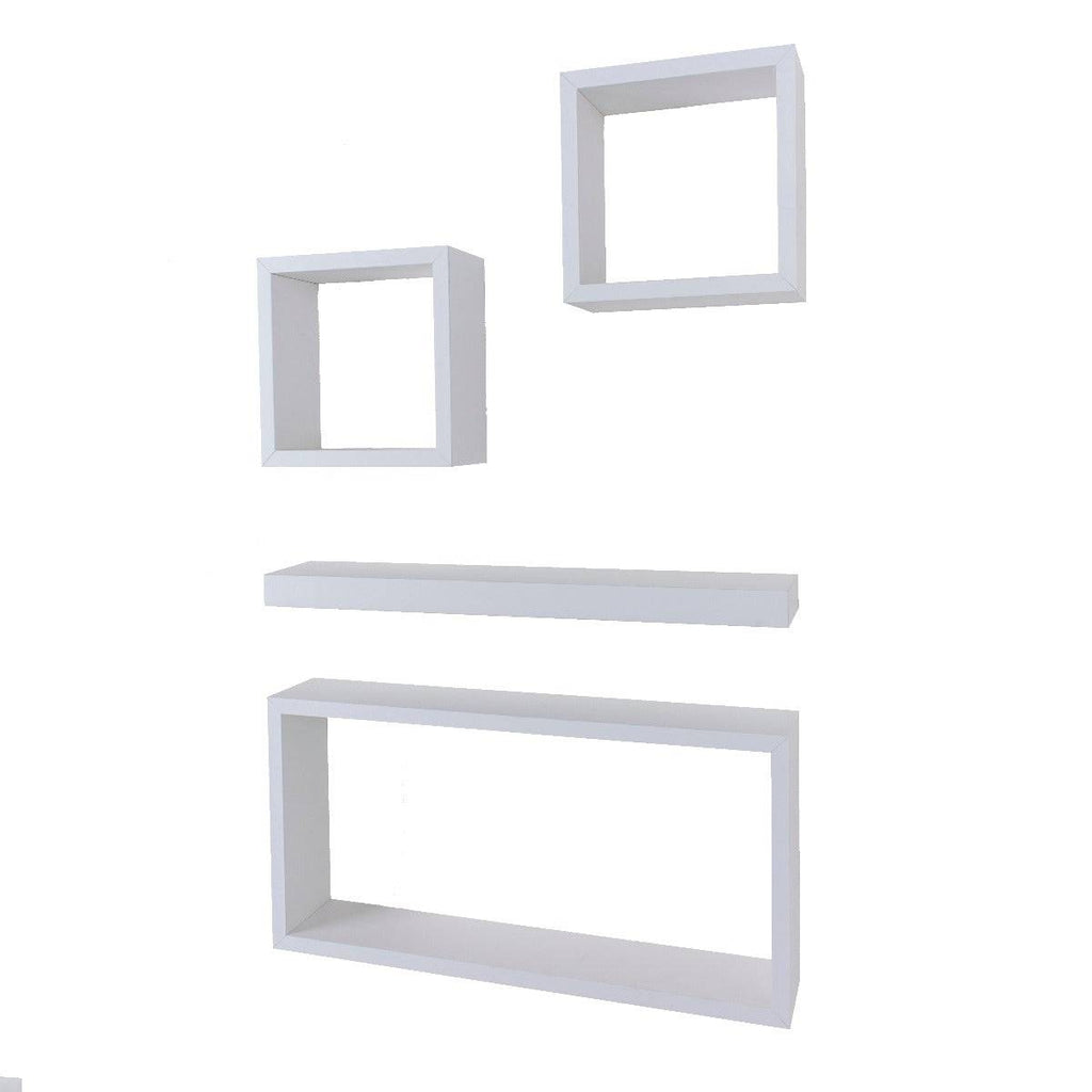 Hudson White Set Of 4 Mixed Wall Shelves by Core - Price Crash Furniture