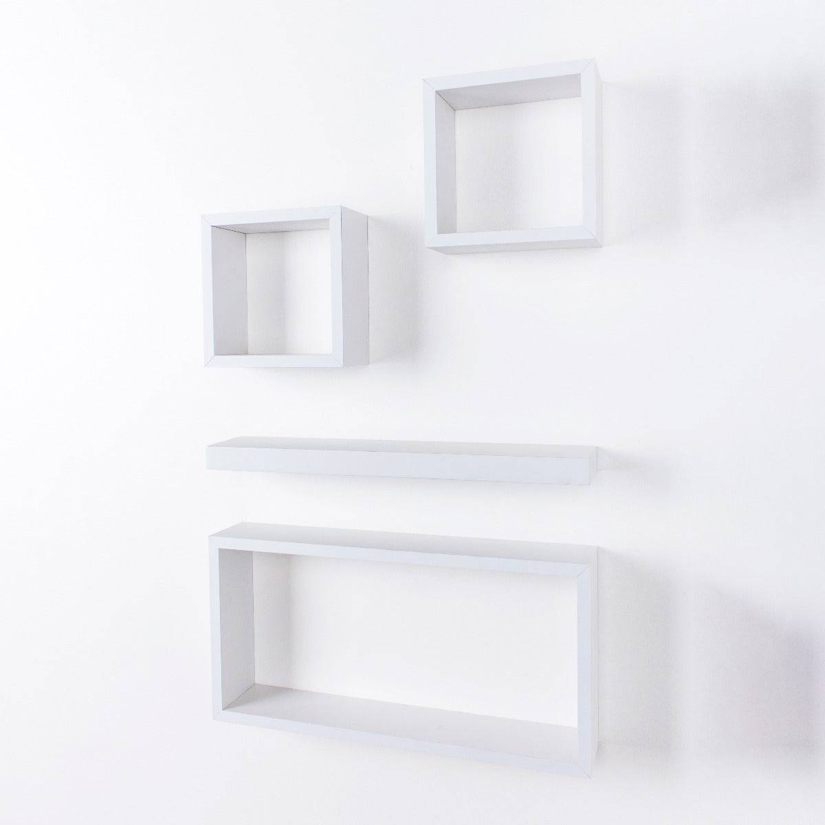 Hudson White Set Of 4 Mixed Wall Shelves by Core - Price Crash Furniture