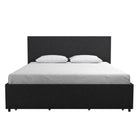 Kelly Linen Double Bed with 4 Drawer Storage - in Dark Grey by Dorel - Price Crash Furniture