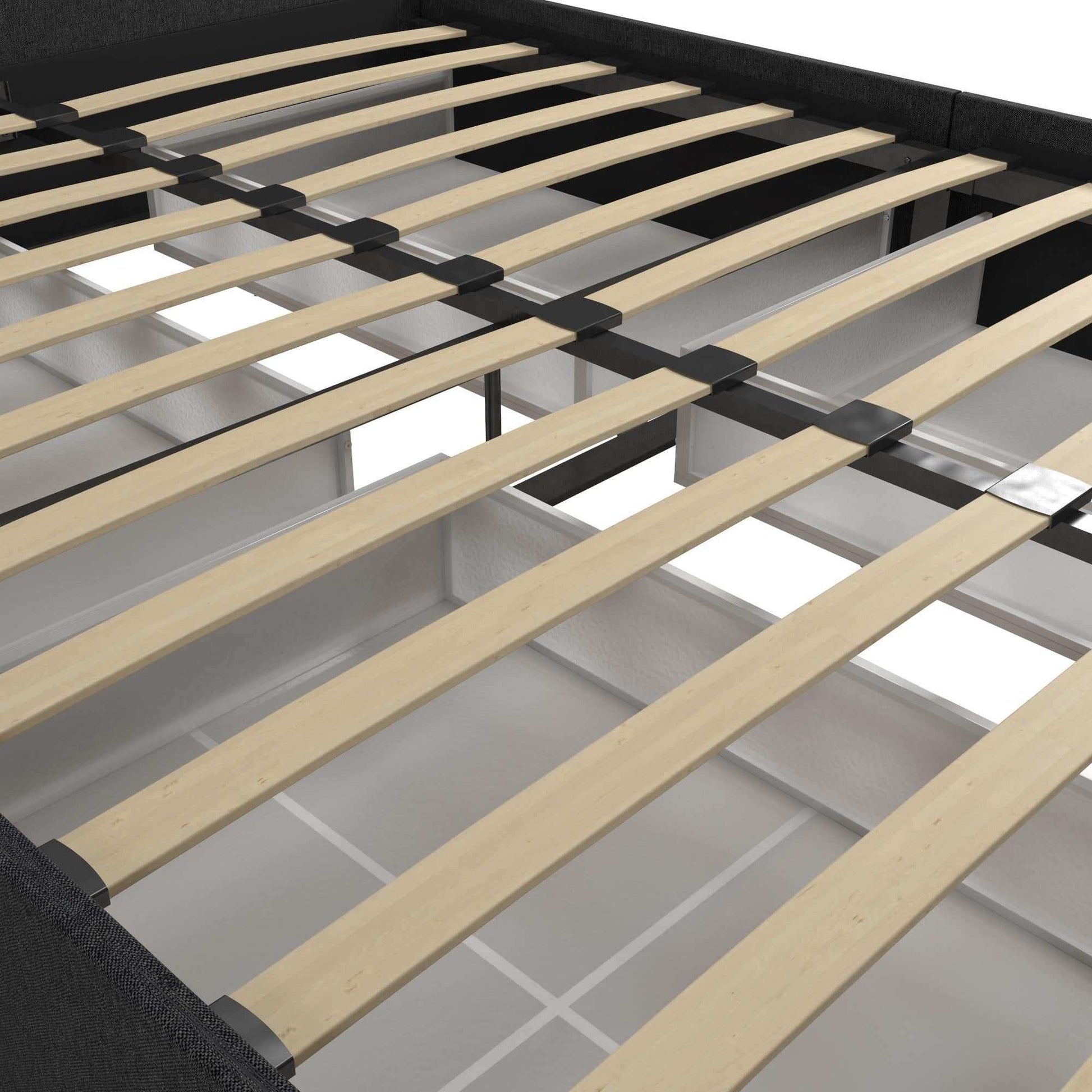 Kelly Linen Double Bed with 4 Drawer Storage - in Dark Grey by Dorel - Price Crash Furniture