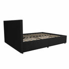 Kelly Linen Double Bed with 4 Drawer Storage - in Dark Grey by Dorel - Price Crash Furniture