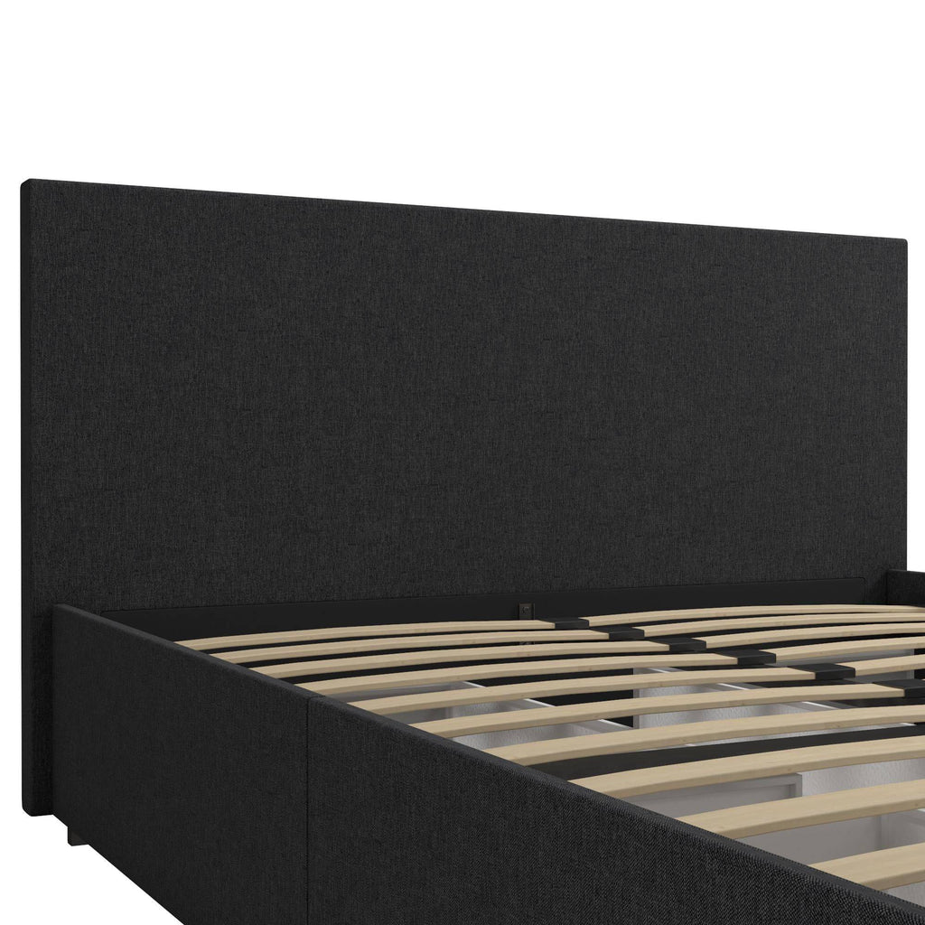 Kelly Linen Double Bed with 4 Drawer Storage - in Dark Grey by Dorel - Price Crash Furniture
