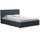 Kelly Linen Double Bed with 4 Drawer Storage - in Navy Blue by Dorel - Price Crash Furniture