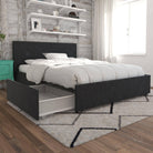 Kelly Linen King Size Bed with 4 Drawer Storage - in Dark Grey by Dorel - Price Crash Furniture