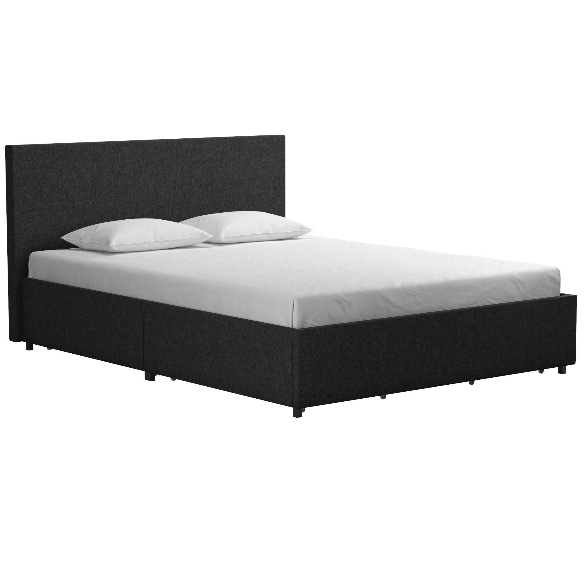 Kelly Linen King Size Bed with 4 Drawer Storage - in Dark Grey by Dorel - Price Crash Furniture