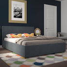 Kelly Linen King Size Bed with 4 Drawer Storage - in Navy Blue by Dorel - Price Crash Furniture