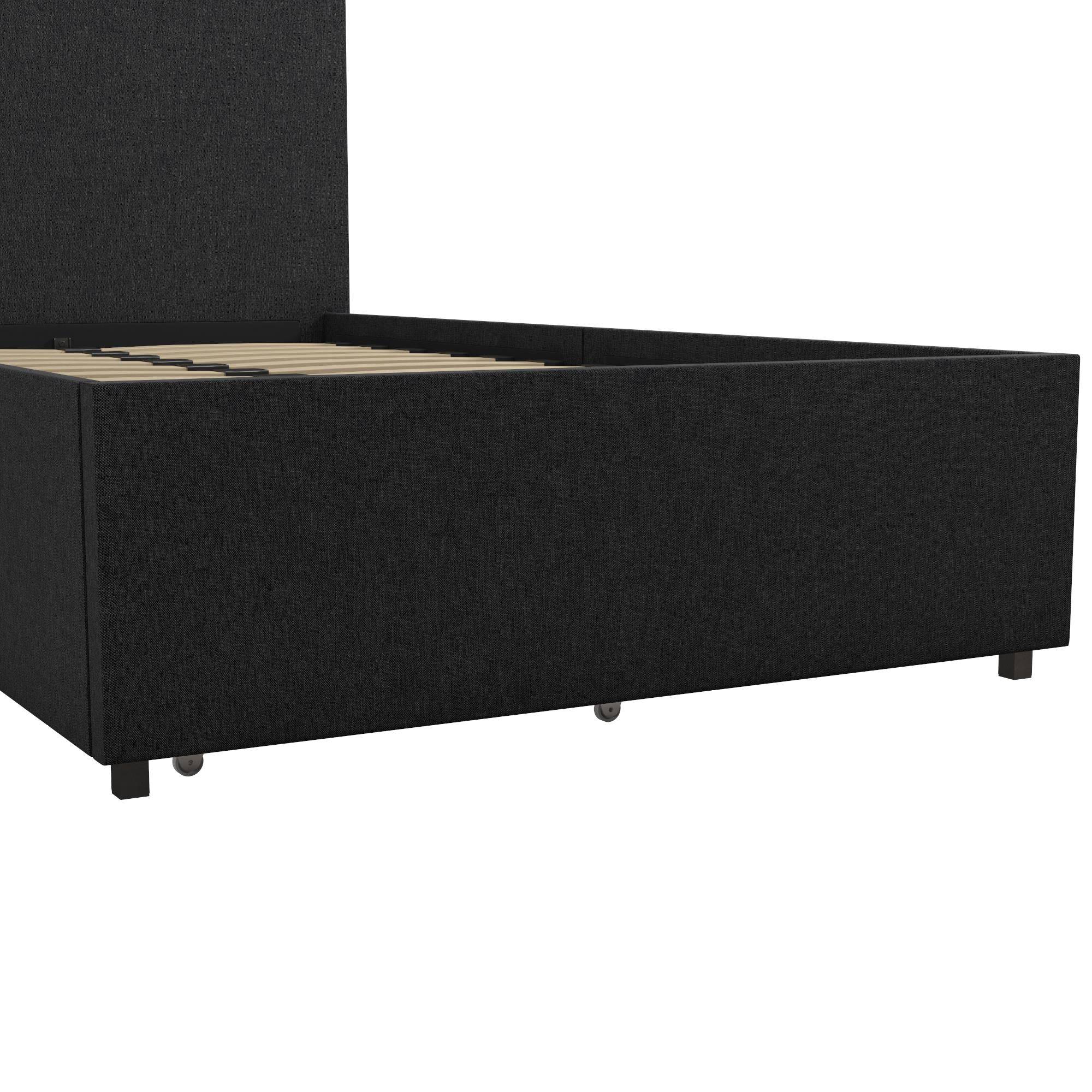 Kelly Linen Single Bed with 2 Drawer Storage - in Dark Grey by Dorel - Price Crash Furniture