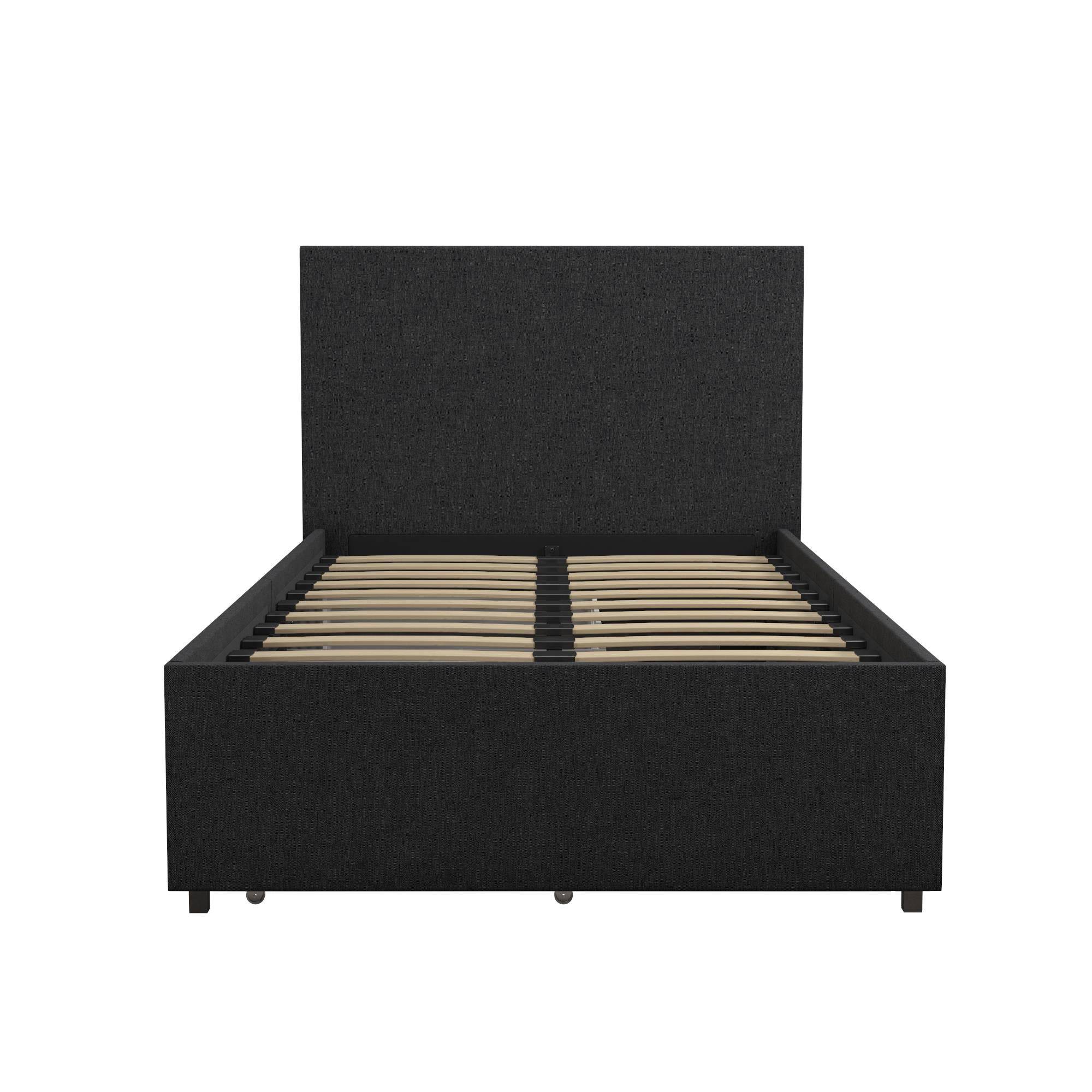 Kelly Linen Single Bed with 2 Drawer Storage - in Dark Grey by Dorel - Price Crash Furniture