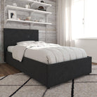 Kelly Linen Single Bed with 2 Drawer Storage - in Dark Grey by Dorel - Price Crash Furniture