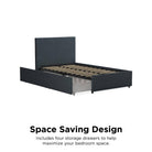 Kelly Linen Single Bed with 2 Drawer Storage - in Navy Blue by Dorel - Price Crash Furniture