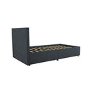 Kelly Linen Single Bed with 2 Drawer Storage - in Navy Blue by Dorel - Price Crash Furniture