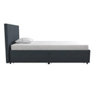 Kelly Linen Single Bed with 2 Drawer Storage - in Navy Blue by Dorel - Price Crash Furniture