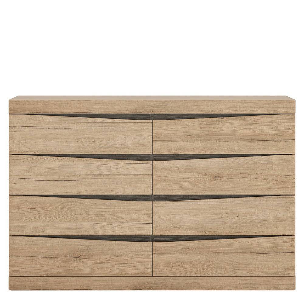 Kensington 8 Drawer (4+4) Wide Chest of Drawers in Oak - Price Crash Furniture