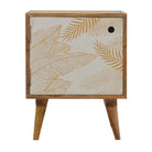 Leaf Screen-Printed Door Front Bedside With Cut-Out Slot - Price Crash Furniture