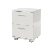 Lido - White high gloss 2 drawer compact bedside cabinet - Price Crash Furniture