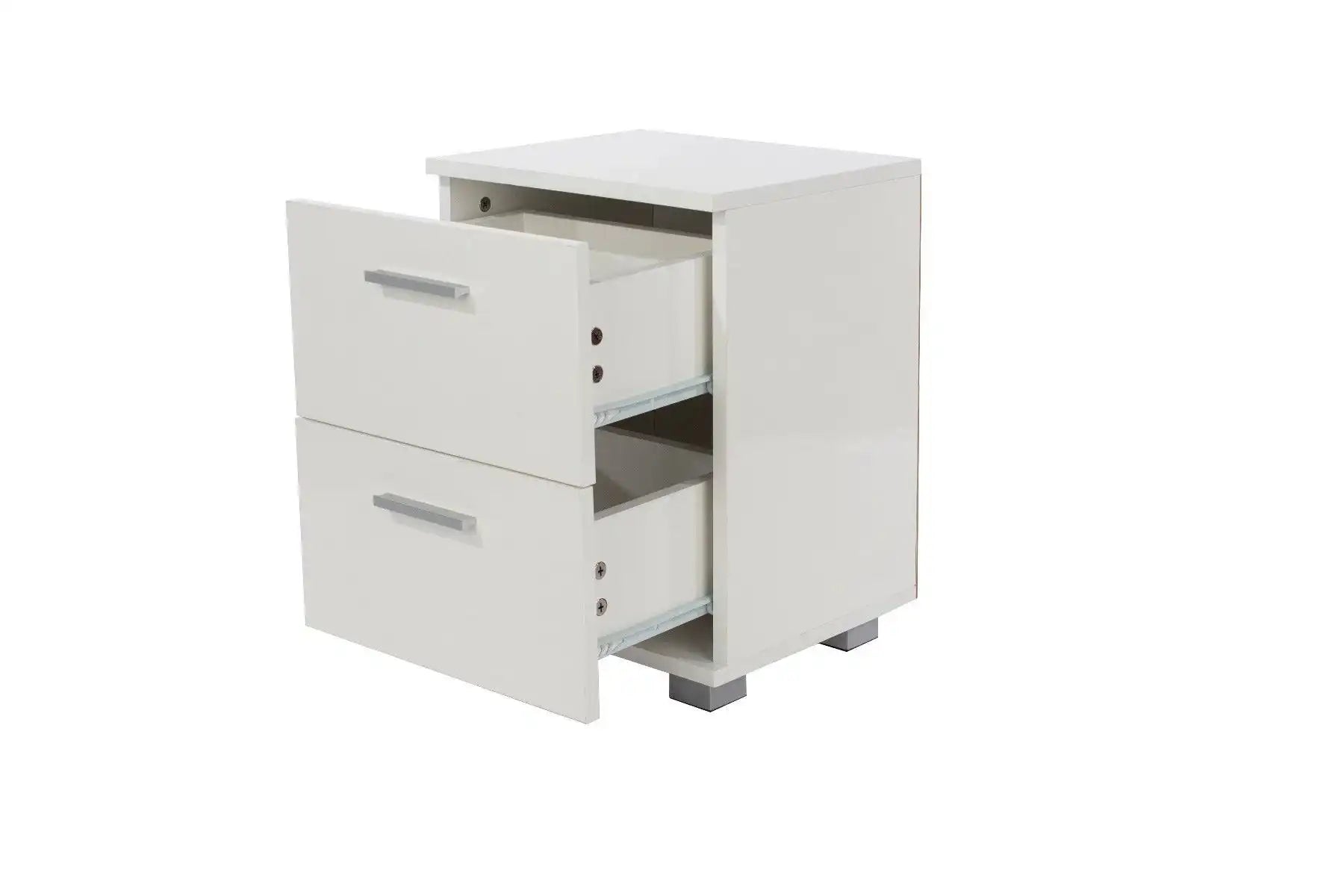 Lido - White high gloss 2 drawer compact bedside cabinet - Price Crash Furniture