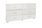 Lido - White high gloss 3+3 compact chest of drawers - Price Crash Furniture