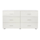 Lido - White high gloss 3+3 compact chest of drawers - Price Crash Furniture