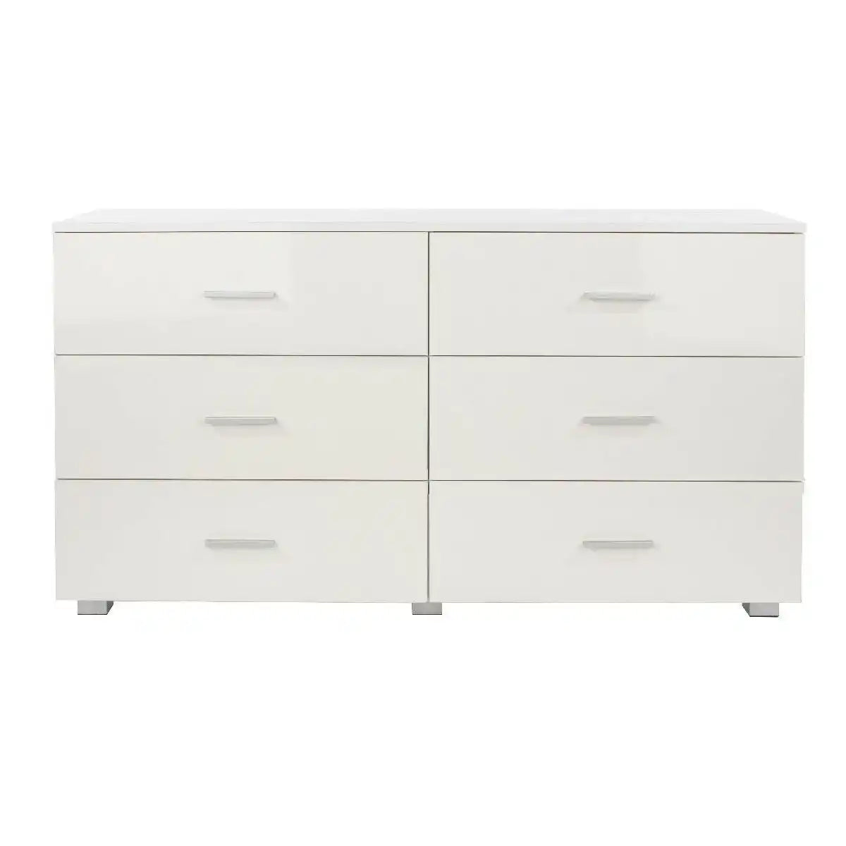 Lido - White high gloss 3+3 compact chest of drawers - Price Crash Furniture